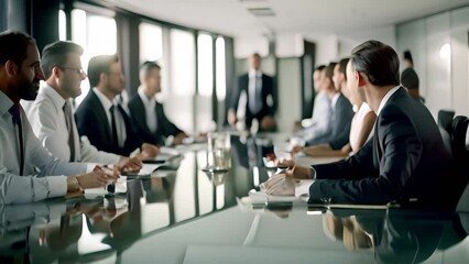 Poster - Business Professionals Meeting Around Glass Table Generative AI