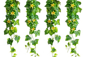 Wall Mural - Collection of tropical hanging creepers with vivid green. Generative Ai