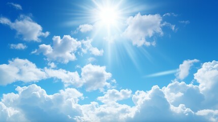 Poster - A clear bright sky with a fluffy white cloud formation in the center, against a clear blue background.