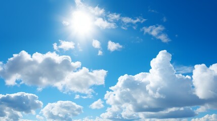 Poster - A clear bright sky with a fluffy white cloud formation in the center, against a clear blue background.