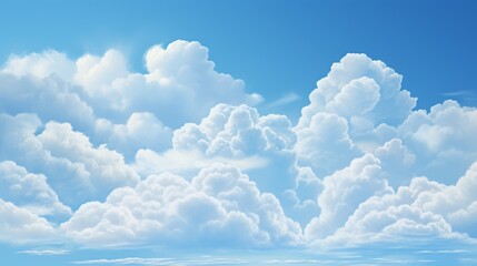 Poster - A clear bright sky with a fluffy white cloud formation in the center, against a clear blue background.