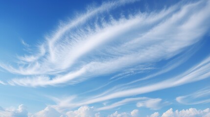 Poster - A lone cirrostratus cloud, its delicate wisps like threads of silk, gracefully drifting across a canvas of azure sky, evoking a sense of ethereal beauty.