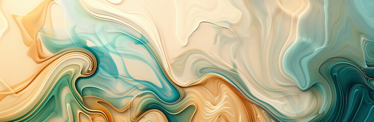 Poster - abstract wavy background with muted colors, elegant curves and fluid lines. The pattern is made of soft pastel shades that create an abstract composition. 