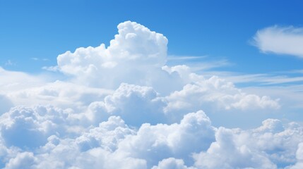 Poster - A towering cumulus cloud formation, its pristine white surface reflecting the azure sky, capturing the essence of a tranquil summer day.