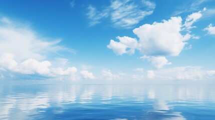 Wall Mural - blue sky reflected in a calm lake or ocean