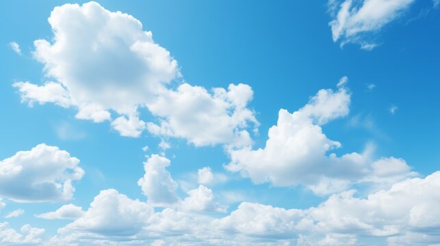 clear blue sky with fluffy white clouds