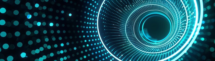 Poster - abstract blue light tunnel with dotted lines