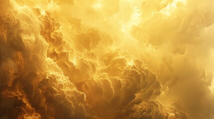 A breathtaking view of golden clouds lit by sunlight, capturing nature's vibrant and dynamic beauty.