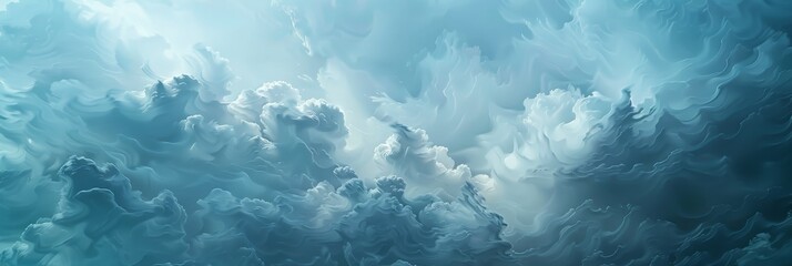 Wall Mural - A stunning view of majestic nimbus clouds in a serene blue sky, perfect for a calm, celestial theme.