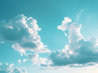 Poster - Serene Blue Sky with Soft Fluffy Clouds   Peaceful Natural Backdrop for Product Mockups