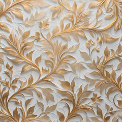 Wall Mural - seamless floral pattern with golden leaves