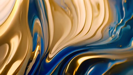 Poster - Abstract Blue and Gold Swirls Generative AI