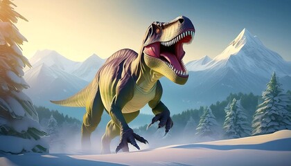 Canvas Print - T-rex in the mountains