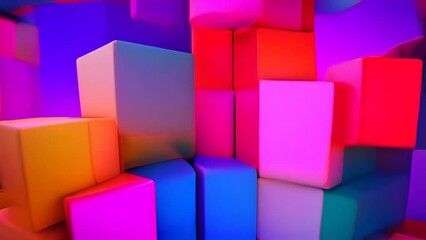Poster - colorful block wall generative ai