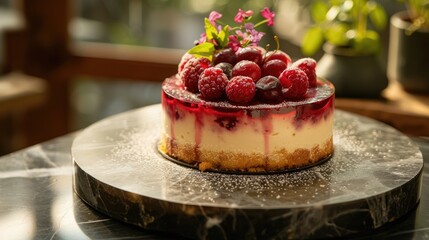 Wall Mural - Cake displayed on stone dish