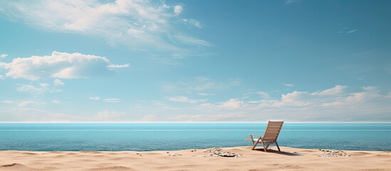 Wall Mural - Desolate beach scene with a solitary sunbed and ample copy space image