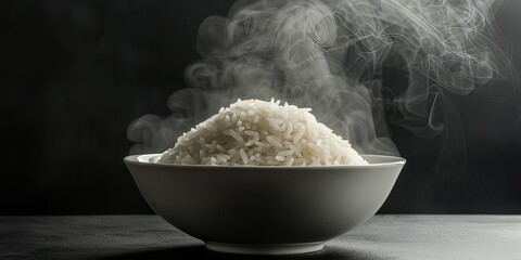 Wall Mural - White rice , freshly cooked , raw , rice fields , Asian cuisine , background , wallpaper .