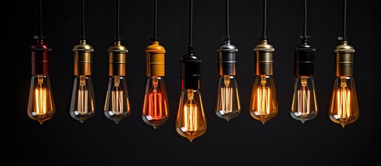 Sticker - A contemporary pendant lamp featuring a retro light bulb perfect as a focal point in any setting. Copy space image. Place for adding text and design