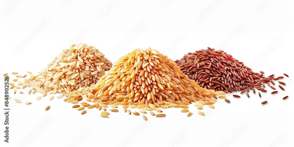 Assorted White Rice Stock-Illustration „Difference between brown and white rice, different ...