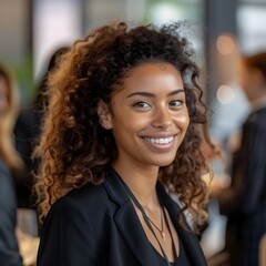 Poster - Businesswoman Networking at Corporate Event Exchanging Ideas with Professionals