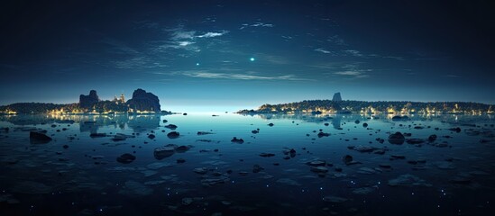 Wall Mural - earth moon sea and environmental ecosystem contribute to the copy space image