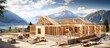 © Ilgun - Construction of a new residential wooden frame structure featuring modern architectural and ecological design elements ideal for a dwelling or mountain chalet with room for creative presentation in a