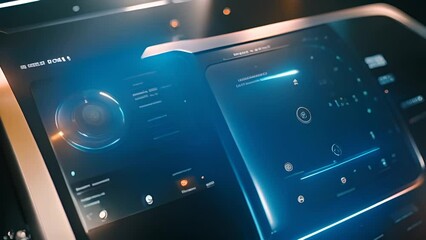 Poster - futuristic car dashboard with digital displays generative ai
