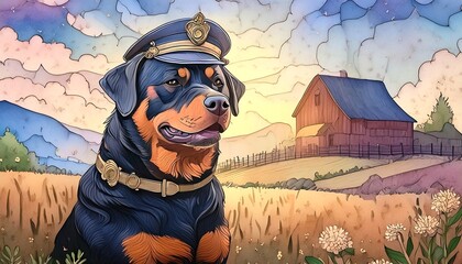 Poster - Rottweiler on a farm