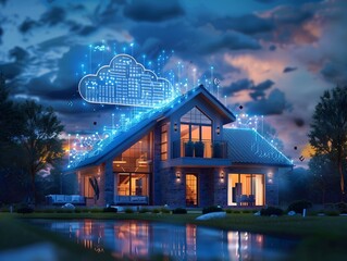 Poster - Interconnected Smart Home with Cloud Powered Automation and Monitoring in Dramatic Night Landscape