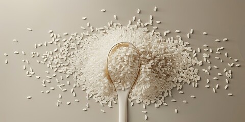 Wall Mural - White raw rice close up, Asian cuisine, groats, background, wallpaper.