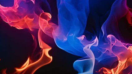 Poster - Red and Blue Flames Against Black Background Generative AI