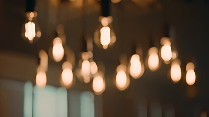 Poster - Warm Light Bulbs Hanging From Ceiling Generative AI