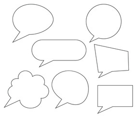 Poster - Blank white speech bubbles vector illustration. Set of speech bubbles outlines, cartoon chatting box, message box outline