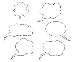 Poster - Blank white speech bubbles vector illustration. set of empty speech bubbles, message box different shapes