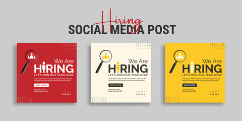 Wall Mural - We are hiring job vacancy social media post or square web banner template vector design	