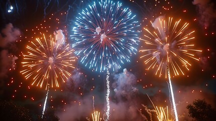 Poster - Vibrant Fireworks Display in Captivating Evening Sky