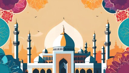 Wall Mural - Islamic background illustration - Generative AI