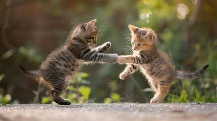 Canvas Print - Two Playful Kittens in a Sunlit Garden