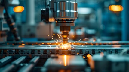 Poster - Precision Robotic Manufacturing Plant with CNC Machines and Cutting Edge Industrial Technology