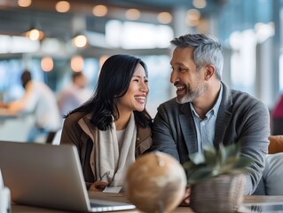 Poster - Mature Couple Discussing Travel Insurance Options with Agent for Upcoming Vacation