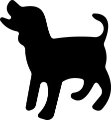 Dog silhouette icon. puppy characters design flat black color in different poses. funny pet animal