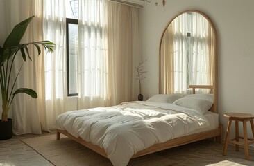 Wall Mural - White Bedroom With Natural Light and Plants
