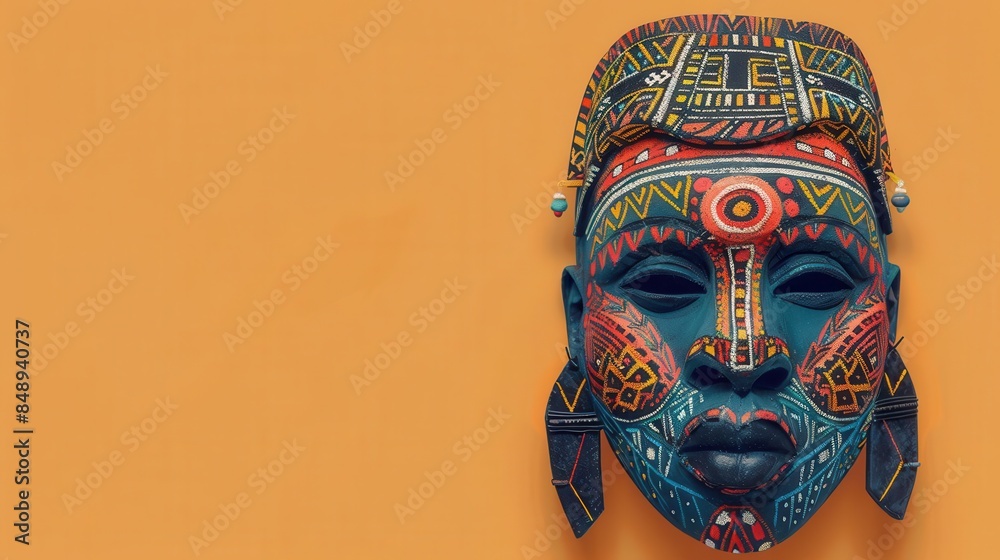 Mask Flat Design Traditional African mask flat design front view tribal background ...
