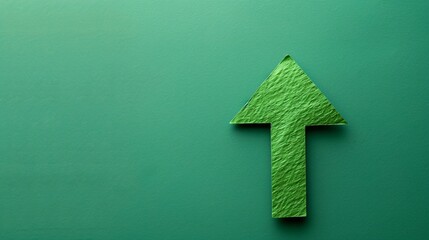 Poster - Against a clean background, an upward-pointing arrow in green symbolizes progress in the circular economy, emphasizing environmentally sustainable practices and efficient resource use. This