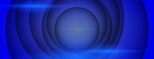 Wall Mural - blue circle papercut layer background. abstract circular background