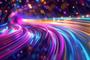 Poster - Vivid, colorful abstract light streaks create a dynamic and energetic visual background that is vibrant and lively
