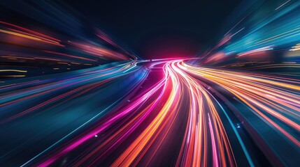 Poster - vibrant streaks of light with dynamic motion and fast pace on a dark backdrop