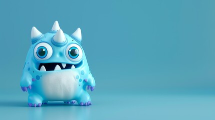 Canvas Print - Cute blue monster with big eyes and a friendly smile. Perfect for children's book illustrations, game design, and other creative projects.