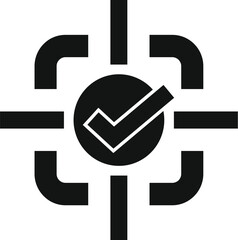 Poster - simple icon of a crosshair focusing on a checkmark, representing the concept of task completion