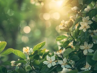 Poster - Vibrant Green Forest with Blooming Flowers Showcasing the Beauty of New Beginnings
